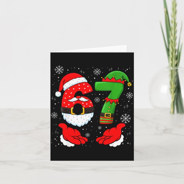 67 Six Seven Funny Santa Hand 6 7 Meme Christmas M Card (Front)