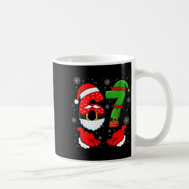 67 Six Seven Funny Santa Hand 6 7 Meme Christmas M Coffee Mug (Right)