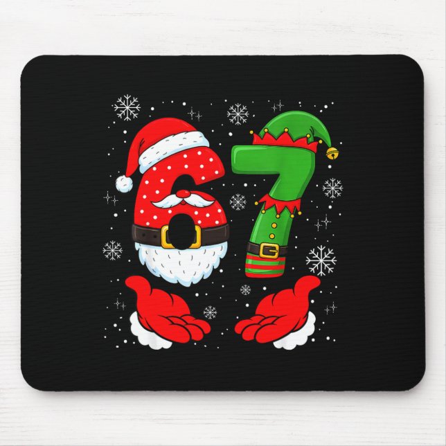 67 Six Seven Funny Santa Hand 6 7 Meme Christmas M Mouse Mat (Front)