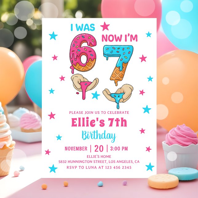 67 Six Seven Girl Birthday Invitation (Creator Uploaded)