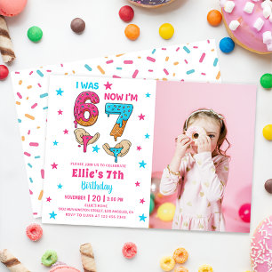67 Six Seven Girl Birthday Photo Invitation
