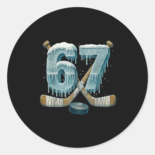 67 Six Seven Hockey Drip Number Funny 6 7 Meme  Classic Round Sticker (Front)