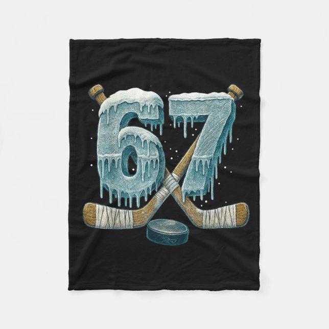 67 Six Seven Hockey Drip Number Funny 6 7 Meme  Fleece Blanket (Front)