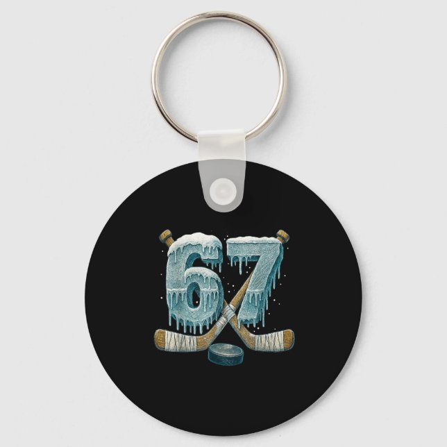 67 Six Seven Hockey Drip Number Funny 6 7 Meme  Key Ring (Front)