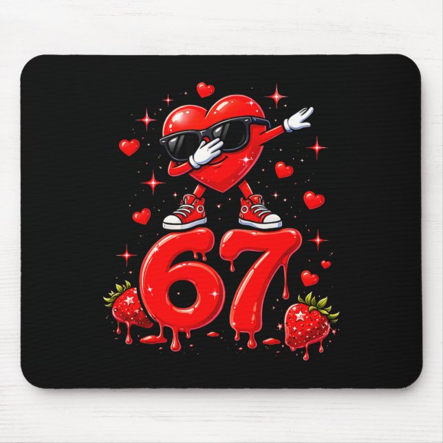 67 Six Seven Ice Cream Meme Funny Valentine Days  Mouse Mat (Front)