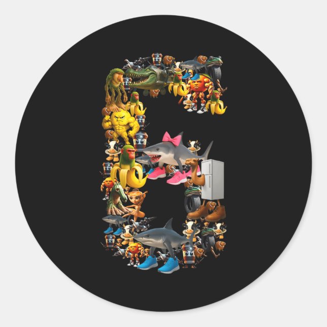 67 Six Seven Italian Brainrot Christmas Matching C Classic Round Sticker (Front)