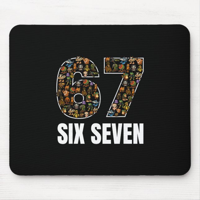 67 Six Seven Italian Brainrot Gen Alpha Slang Meme Mouse Mat (Front)