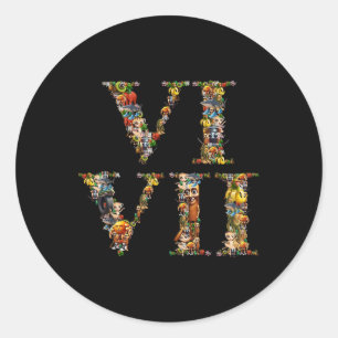 67 Six Seven Italian Brainrot Roman Numeral Meme  Classic Round Sticker