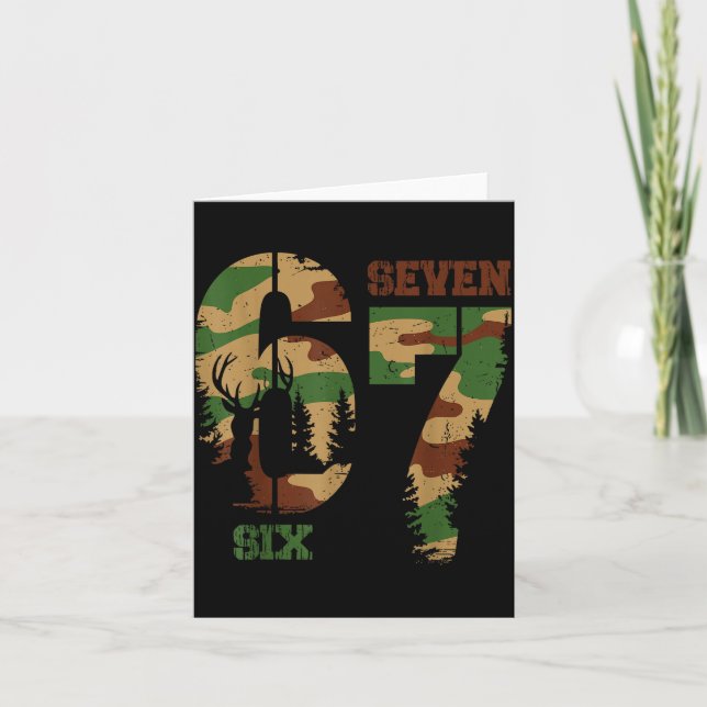 67 Six Seven Meme Camo Deer Hunting Gift For Boys  Card (Front)