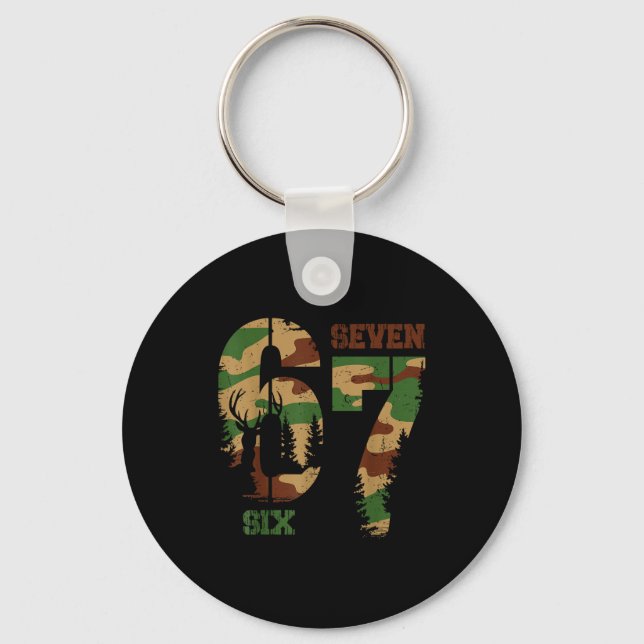 67 Six Seven Meme Camo Deer Hunting Gift For Boys  Key Ring (Front)