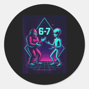 67 Six Seven Meme Funny Bigfoot Alien Sasquatch Uf Classic Round Sticker