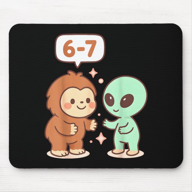 67 Six Seven Meme Funny Bigfoot Alien Sasquatch Uf Mouse Mat (Front)