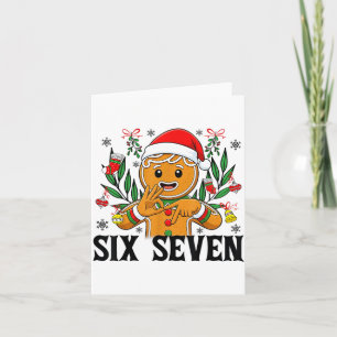 67 Six Seven Meme Funny Xmas Gingerbread Hand Sign Card