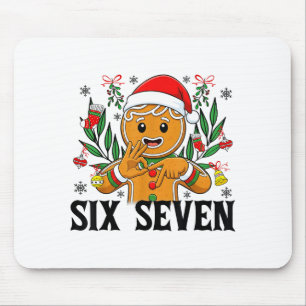 67 Six Seven Meme Funny Xmas Gingerbread Hand Sign Mouse Mat