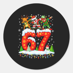 67 Six Seven Meme Gen Alpha Christmas Santa Elf Re Classic Round Sticker