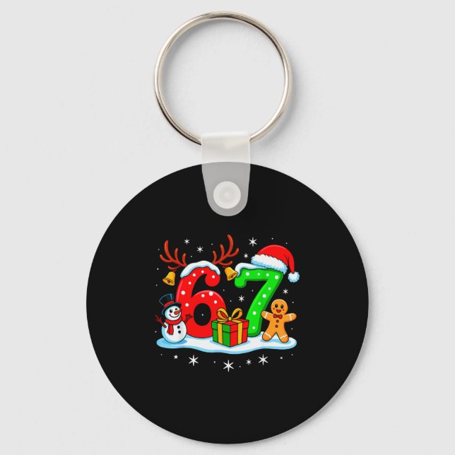 67 Six Seven Meme Gen Alpha Slang Funny Christmas  Key Ring (Front)