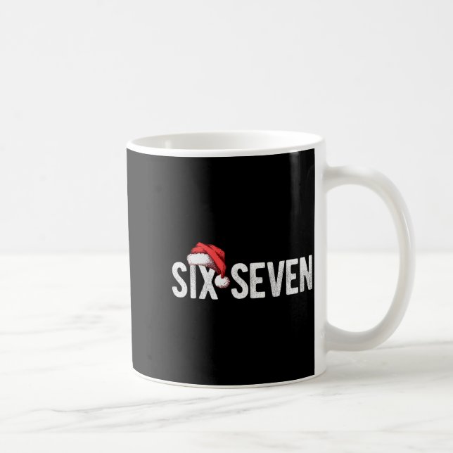 67 Six Seven Meme Gen Alpha Slang Santa Hat Funny  Coffee Mug (Right)