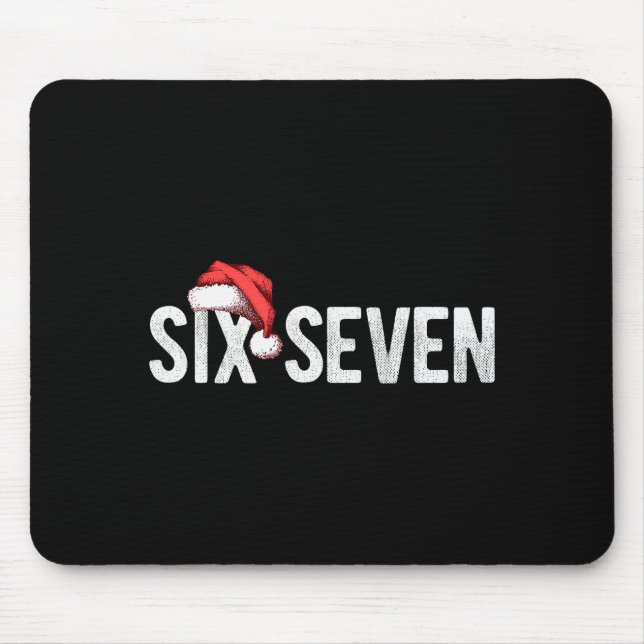 67 Six Seven Meme Gen Alpha Slang Santa Hat Funny  Mouse Mat (Front)
