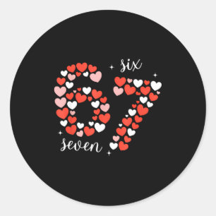 67 Six Seven Meme Heart Matching Couples Valentine Classic Round Sticker