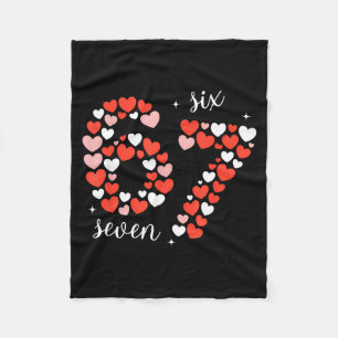 67 Six Seven Meme Heart Matching Couples Valentine Fleece Blanket
