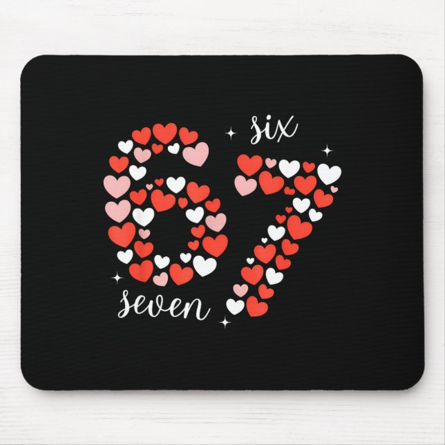 67 Six Seven Meme Heart Matching Couples Valentine Mouse Mat (Front)