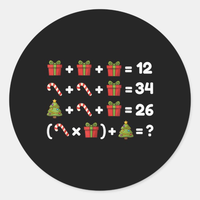 67 Six Seven Meme Math Christmas Equation Logic Pu Classic Round Sticker (Front)