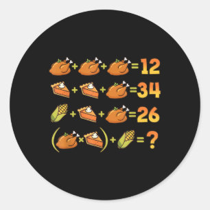 67 Six Seven Meme Math Thanksgiving Equation Logic Classic Round Sticker