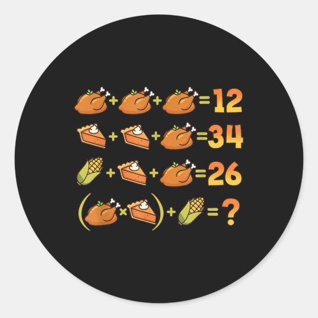 67 Six Seven Meme Math Thanksgiving Equation Logic Classic Round Sticker (Front)