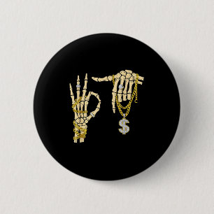 67 Six Seven Meme Novelty Skeleton Hand Bling Chai 6 Cm Round Badge