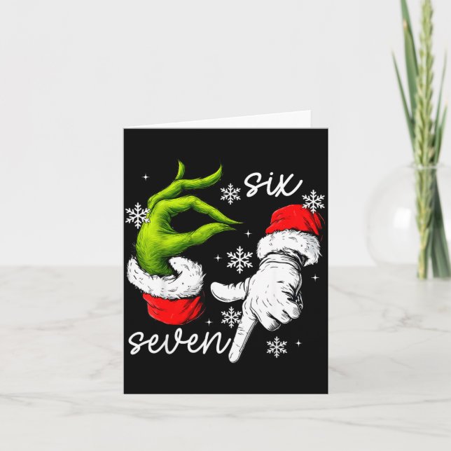 67 Six Seven Meme Santa Hand Christmas Funny Gen A Card (Front)