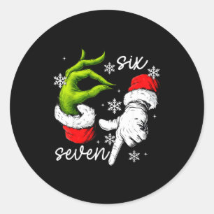 67 Six Seven Meme Santa Hand Christmas Funny Gen A Classic Round Sticker