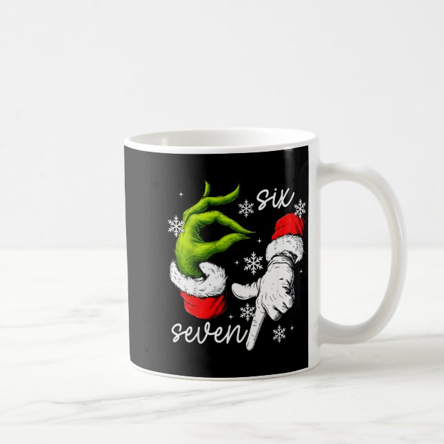 67 Six Seven Meme Santa Hand Christmas Funny Gen A Coffee Mug (Right)