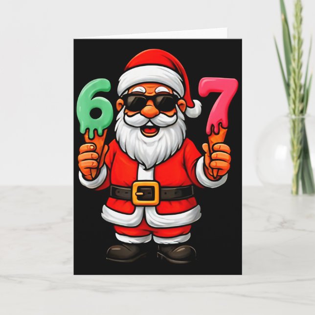 67 Six Seven Santa Meme Christmas Funny  Card (Front)
