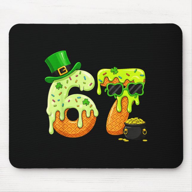 67 Six Seven Shamrock Funny St Patrick’s Day Boys  Mouse Mat (Front)