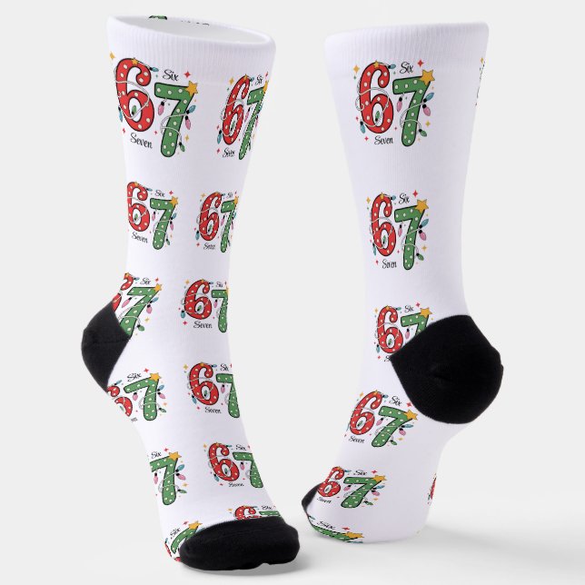 67 Six Seven Socks,  Unique Christmas Gift Idea Socks (Angled)