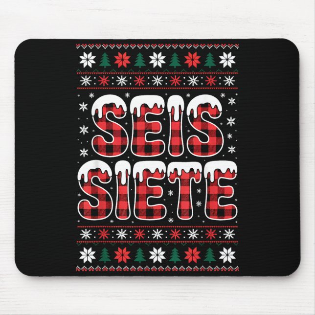 67 Six Seven Spanieacher Christmas Seis Siete Brai Mouse Mat (Front)