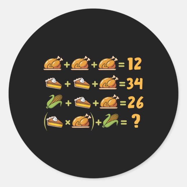 67 Six Seven Thanksgiving Logic Math Meme Funny Eq Classic Round Sticker (Front)