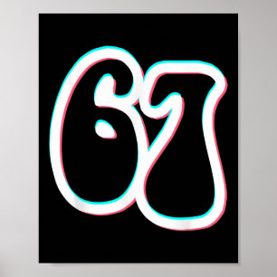 67 Six Seven Trendy 6 7endy Retro Groovy 67 Meme  Poster