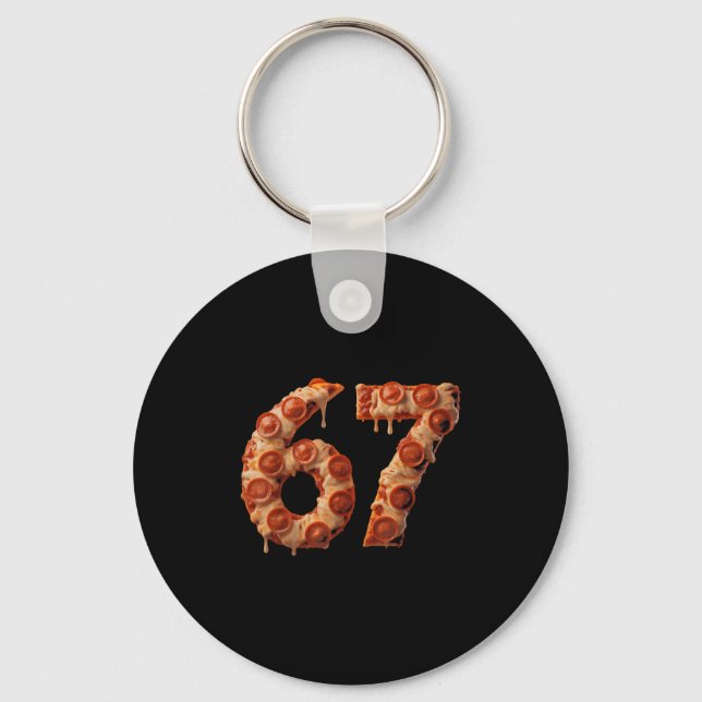 67 Six Seven Zza Brainrot Viral Meme Halloween Fun Key Ring (Front)