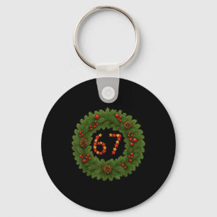 67 Sixty Seven Christmas Pajamas Holiday Funny 6 7 Key Ring