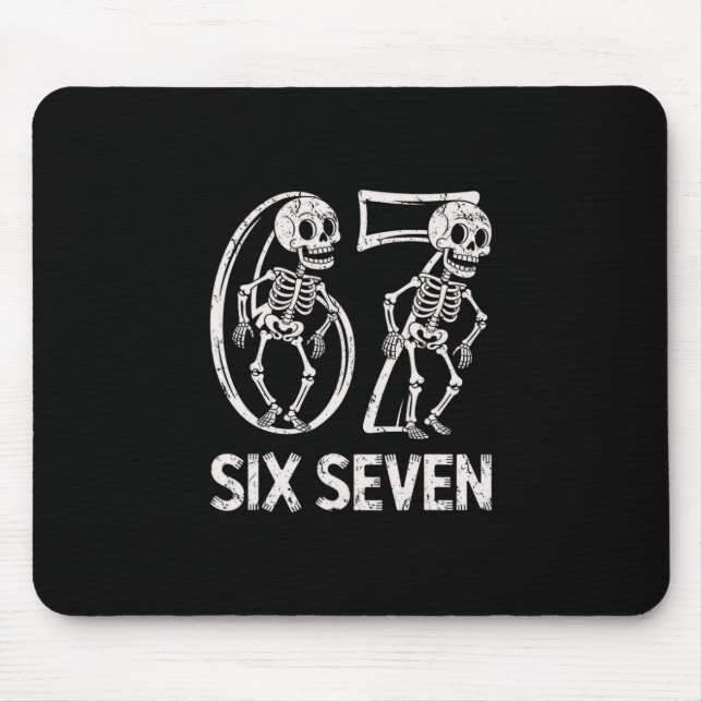 67 Skeleton Funny Six Seven Gen Alpha Halloween 6- Mouse Mat (Front)