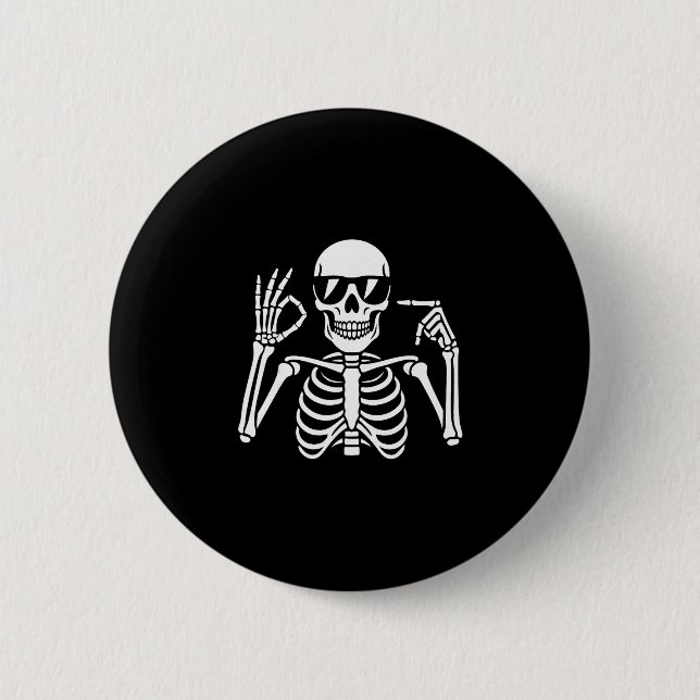 67 Skeleton Funny Six Seven Gen Alpha Halloween Me 6 Cm Round Badge (Front)