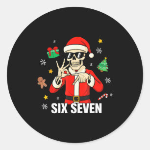 67 Skeleton Funny Six Seven Gen Z Alpha Christmas  Classic Round Sticker