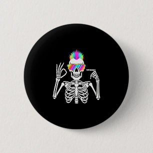 67 Skeleton Gen Alpha Funny Six Seven Halloween Me 6 Cm Round Badge