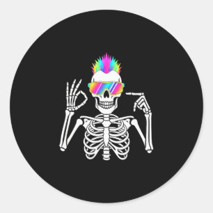 67 Skeleton Gen Alpha Funny Six Seven Halloween Me Classic Round Sticker