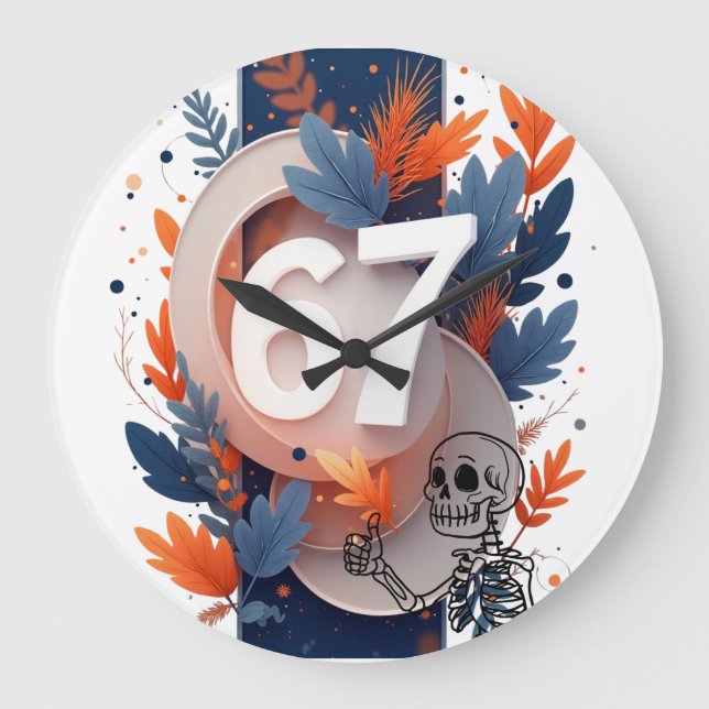 67 Skeleton Hand Halloween Large Clock (Front)