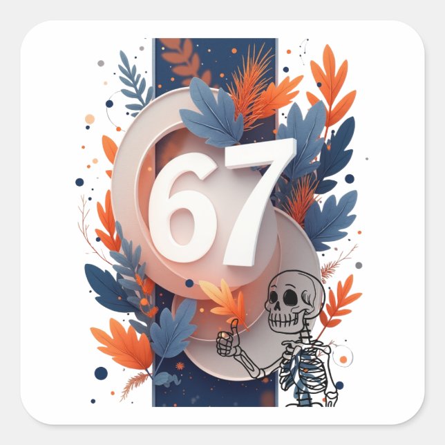67 Skeleton Hand Halloween Square Sticker (Front)