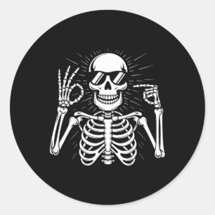 67 Skeleton Six Seven Halloween Classic Round Sticker