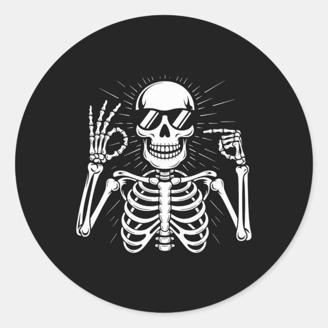 67 Skeleton Six Seven Halloween  Classic Round Sticker (Front)