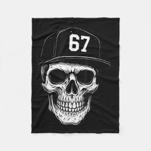 67 Skull Halloween Brainrot Meme Six Seven Kids Sk Fleece Blanket